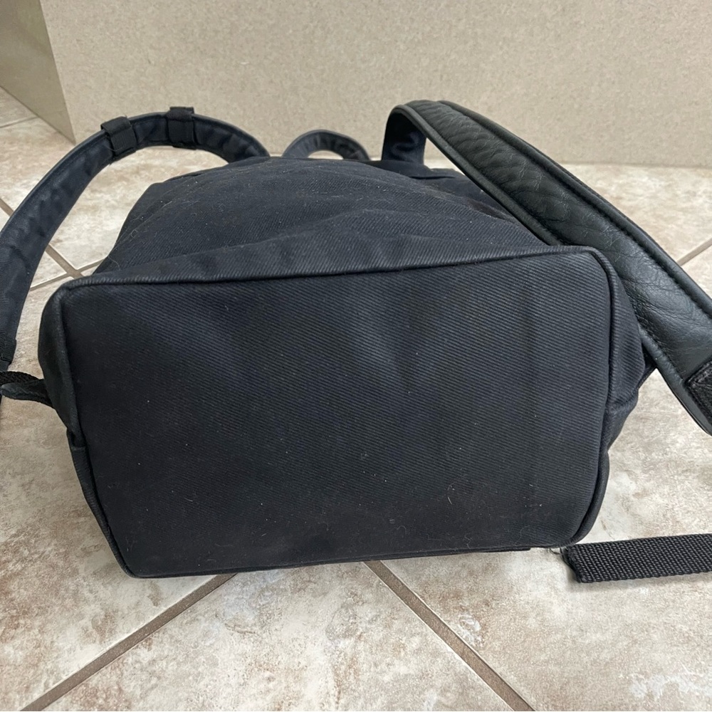 Fiocci Black‎ Made In Italy Backpack  Pockets Leather & Canvas Adjustable Straps - Picture 12 of 14